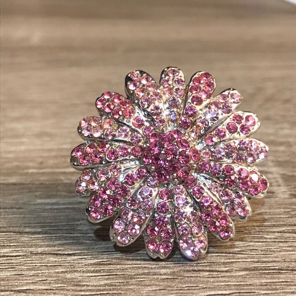 🌈 Pink Flower Burst Adjustable Ring - Picture 2 of 4